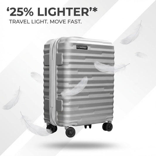 CONWAY TREKIFY 8 Wheels Number Lock Hardshell Abs Trolley Bag for Men & Women Suitcase | 360 Degree Wheeling System Luggage | Trolley Bags for Travel -Silver-55cm, 65cm and 75cm (Copy)