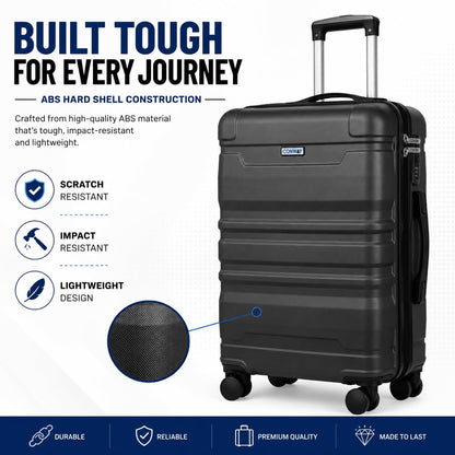 Transit 55 cm Small Cabin Trolley Bag | ABS Hardshell Luggage for Men & Women | 8 Spinner Wheels | 360° Wheeling System | Number Lock Suitcase for Men/Women | Lightweight Travel Trolley Bag | Black