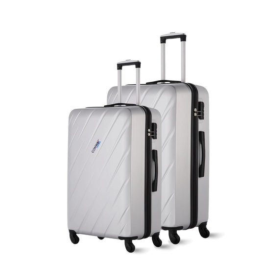 CONWAY Verve Hard Shell Luggage Set of 2 (24 Inch + 28 Inch) | TSA Lock | 360° Spinner Wheels | Lightweight Travel Suitcase Set for Men & Women | Silver