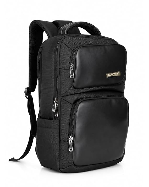CONWAY AERIS Laptop Backpack for Men | 15.6 Inch Water Resistant Travel Backpack | Office Business Laptop Bag with Premium Metal Zippers & Trolley Strap