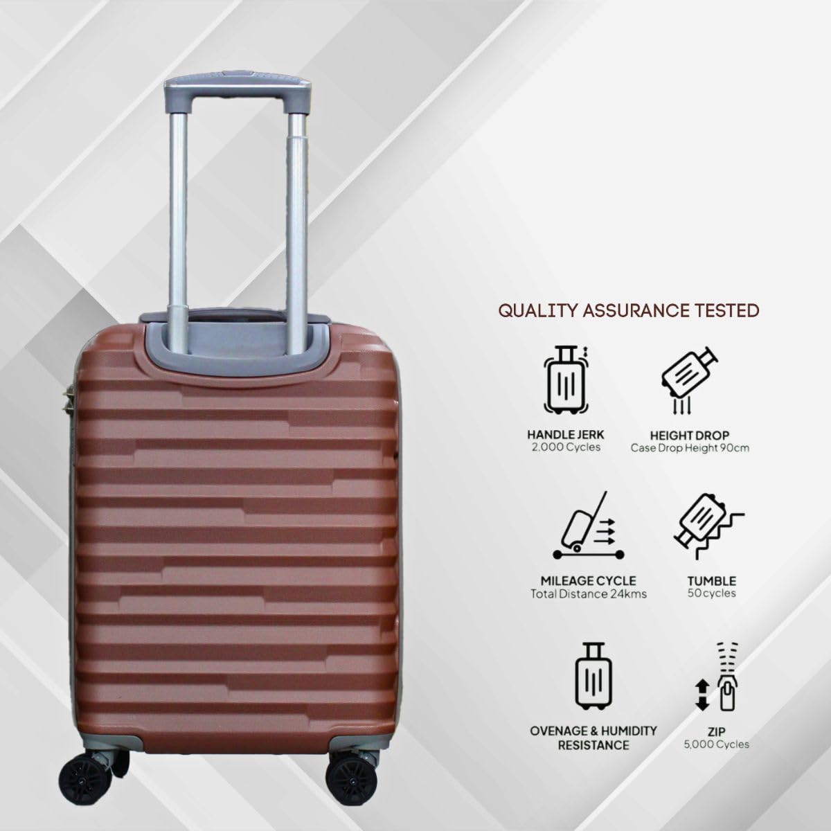 CONWAY TREKIFY 8 Wheels Number Lock Hardshell Abs Trolley Bag for Men & Women Suitcase | 360 Degree Wheeling System Luggage | Trolley Bags for Travel - Rose Pink-55cm, 65cm and 75cm
