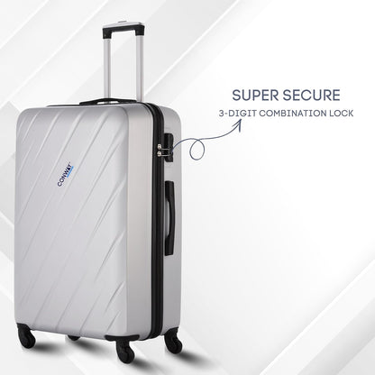 CONWAY 65cm Small Cabin Trolley Bag | 8 Wheels ABS Hardshell Luggage with 360° Spinner Wheels Suitcase - Carry-On Travel Suitcase for Men & Women l Trolley Bags for Travel - Silver