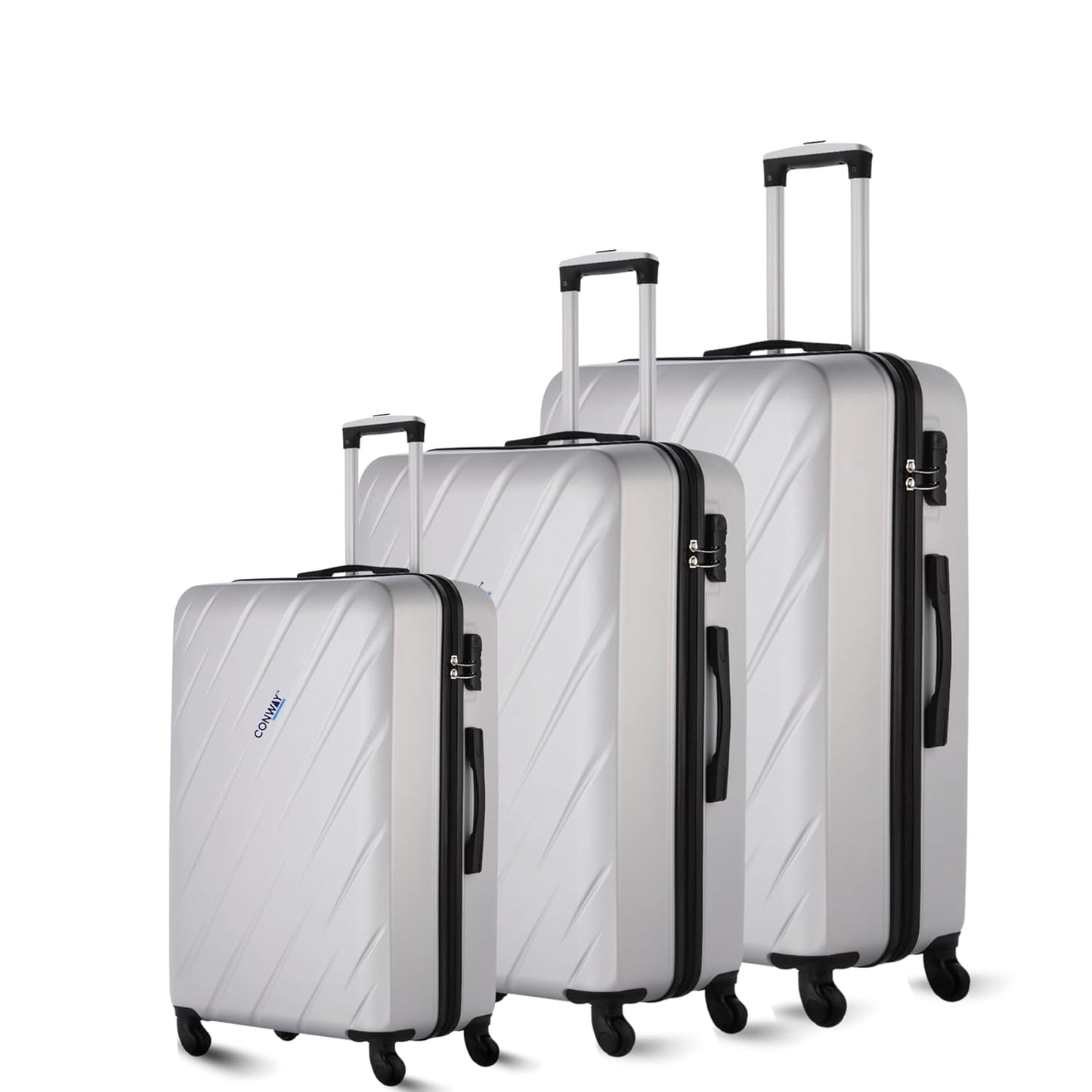 Verve Hard Shell Luggage Set of 3 (20 Inch, 24 Inch & 28 Inch) | TSA Lock | 360° Spinner Wheels | Lightweight Travel Suitcase Set | Durable Check-in & Cabin Luggage for Family Travel | Silver