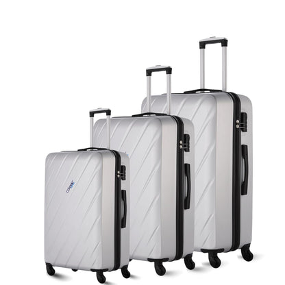 Verve Hard Shell Luggage Set of 3 (20 Inch, 24 Inch & 28 Inch) | TSA Lock | 360° Spinner Wheels | Lightweight Travel Suitcase Set | Durable Check-in & Cabin Luggage for Family Travel | Silver