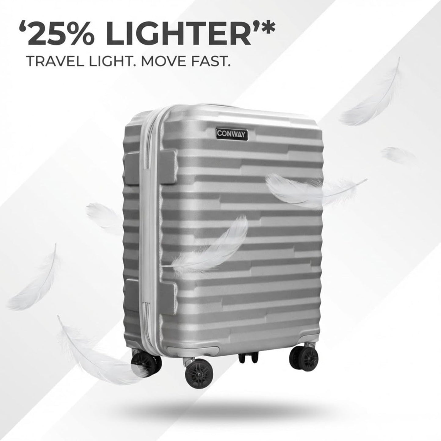 CONWAY TREKIFY 8 Wheels Number Lock Hardshell Abs Trolley Bag for Men & Women Suitcase | 360 Degree Wheeling System Luggage | Trolley Bags for Travel -Silver-55cm, 65cm and 75cm (Copy)