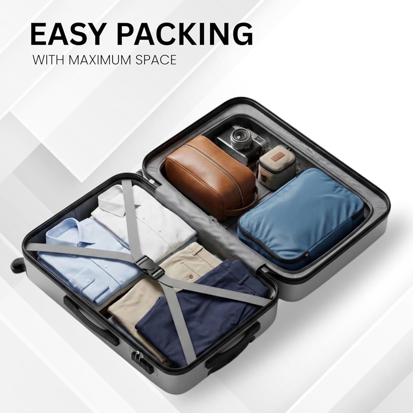 CONWAY Verve Hard Shell Luggage Set of 2 (24 Inch + 28 Inch) | TSA Lock | 360° Spinner Wheels | Lightweight Travel Suitcase Set for Men & Women | Silver