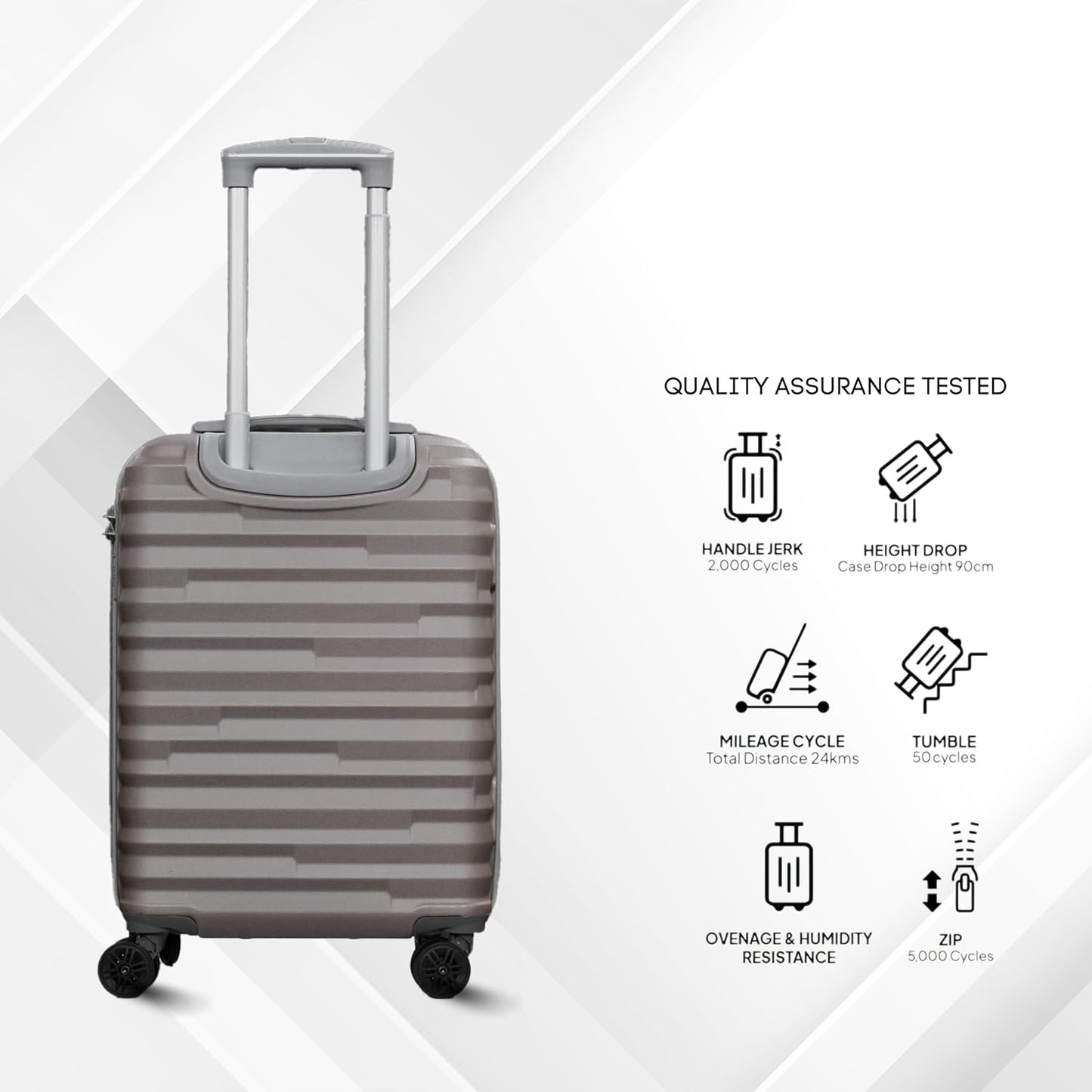 CONWAY TREKIFY 8 Wheels Number Lock Hardshell Abs Trolley Bag for Men & Women Suitcase | 360 Degree Wheeling System Luggage | Trolley Bags for Travel -Silver-55cm, 65cm and 75cm (Copy)