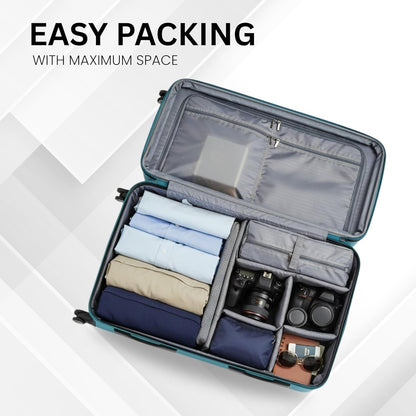 CONWAY Verve Hard Shell Luggage Set of 2 (24 Inch + 28 Inch) | TSA Lock | 360° Spinner Wheels | Lightweight Travel Suitcase Set for Men & Women | Teal