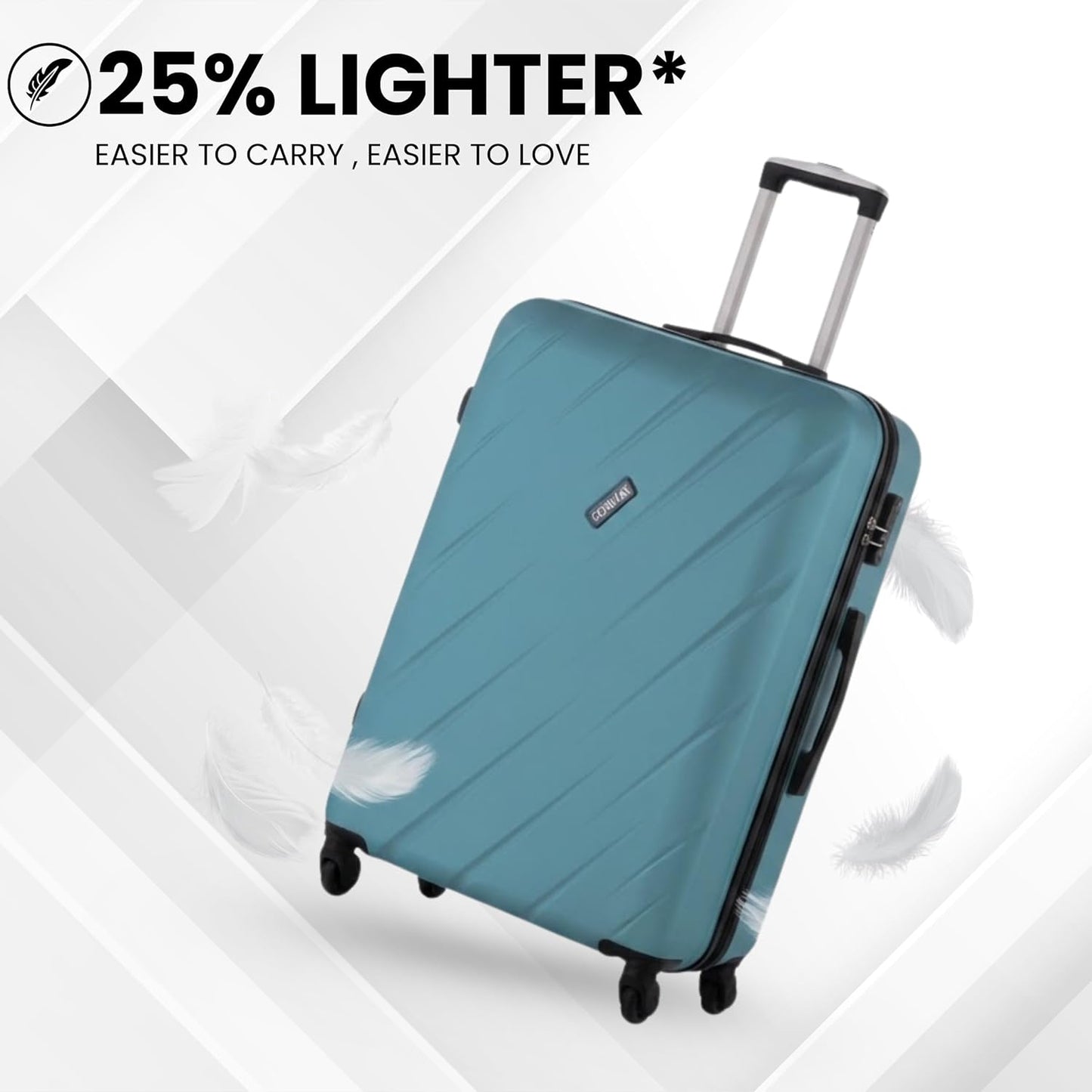 CONWAY 75 cm Cabin Trolley Bag | 8 Wheels ABS Hardshell Luggage with 360° Spinner Wheels | Carry-On Travel Suitcase for Men & Women l Teal