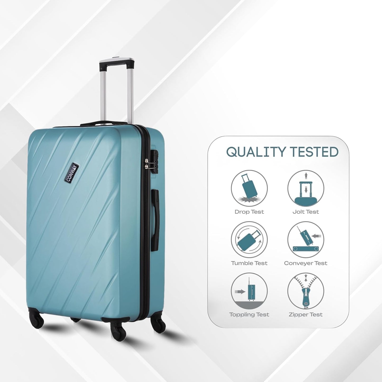 CONWAY Verve Hard Shell Luggage Set of 2 (24 Inch + 28 Inch) | TSA Lock | 360° Spinner Wheels | Lightweight Travel Suitcase Set for Men & Women | Teal