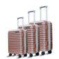 CONWAY 3 Piece Luggage Set | Cabin 55cm + Medium 65cm + Large 76cm Trolley Bags for Travel | ABS Hard Shell Suitcase | TSA Lock, Zippers & Silent 8 Wheels | (Rose Pink Set of 3)
