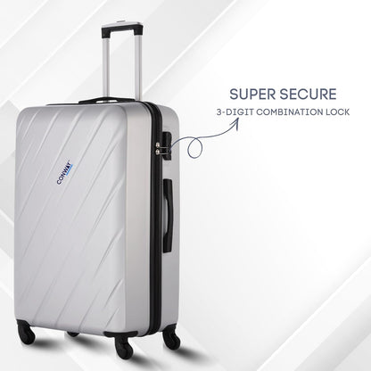 CONWAY Verve Hard Shell Luggage Set of 2 (24 Inch + 28 Inch) | TSA Lock | 360° Spinner Wheels | Lightweight Travel Suitcase Set for Men & Women | Silver