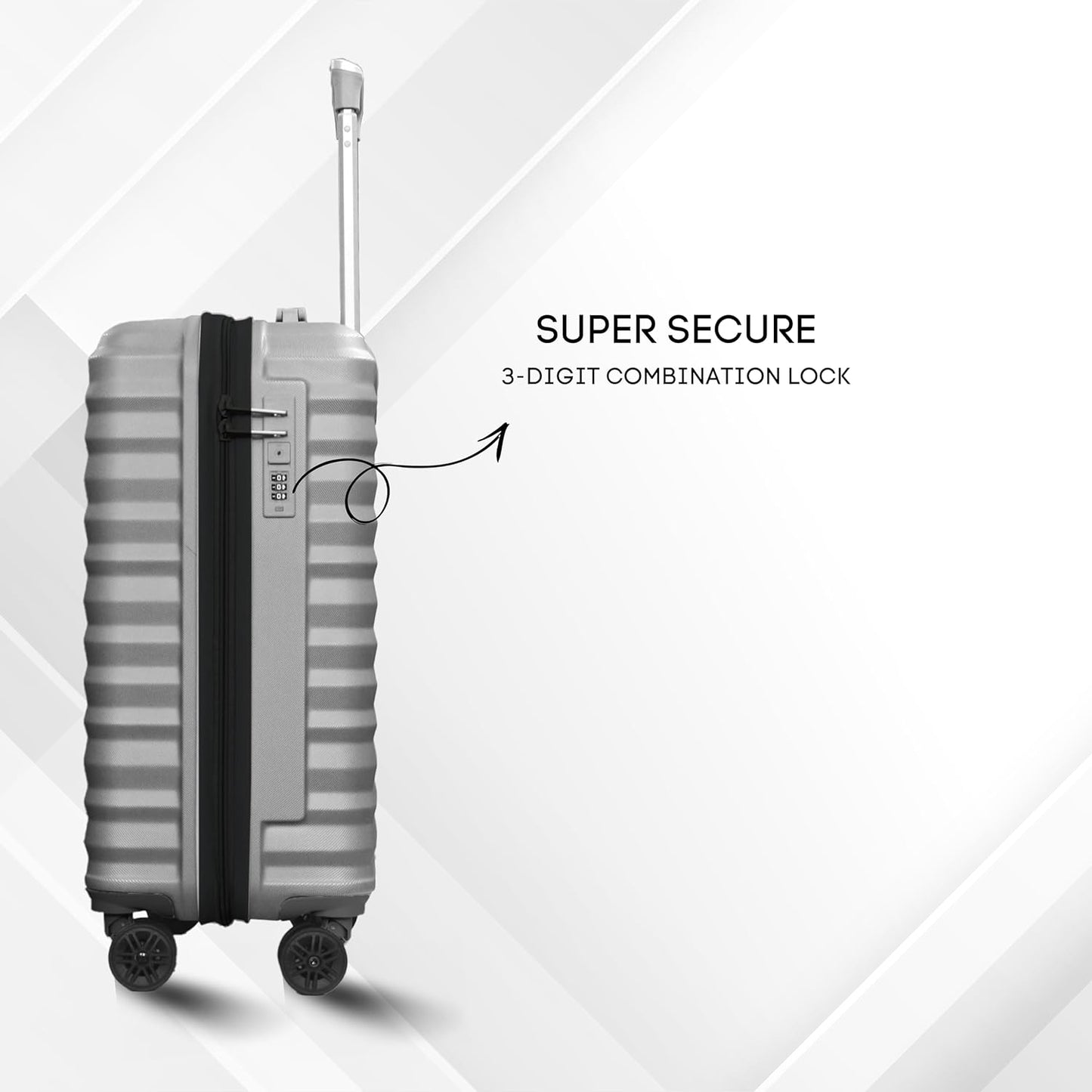 CONWAY TREKIFY 8 Wheels Number Lock Hardshell Abs Trolley Bag for Men & Women Suitcase | 360 Degree Wheeling System Luggage | Trolley Bags for Travel -Silver-55cm, 65cm and 75cm (Copy)