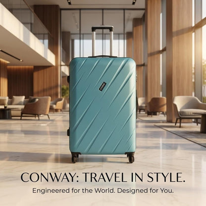 CONWAY 75 cm Cabin Trolley Bag | 8 Wheels ABS Hardshell Luggage with 360° Spinner Wheels | Carry-On Travel Suitcase for Men & Women l Teal