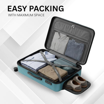 CONWAY 75 cm Cabin Trolley Bag | 8 Wheels ABS Hardshell Luggage with 360° Spinner Wheels | Carry-On Travel Suitcase for Men & Women l Teal