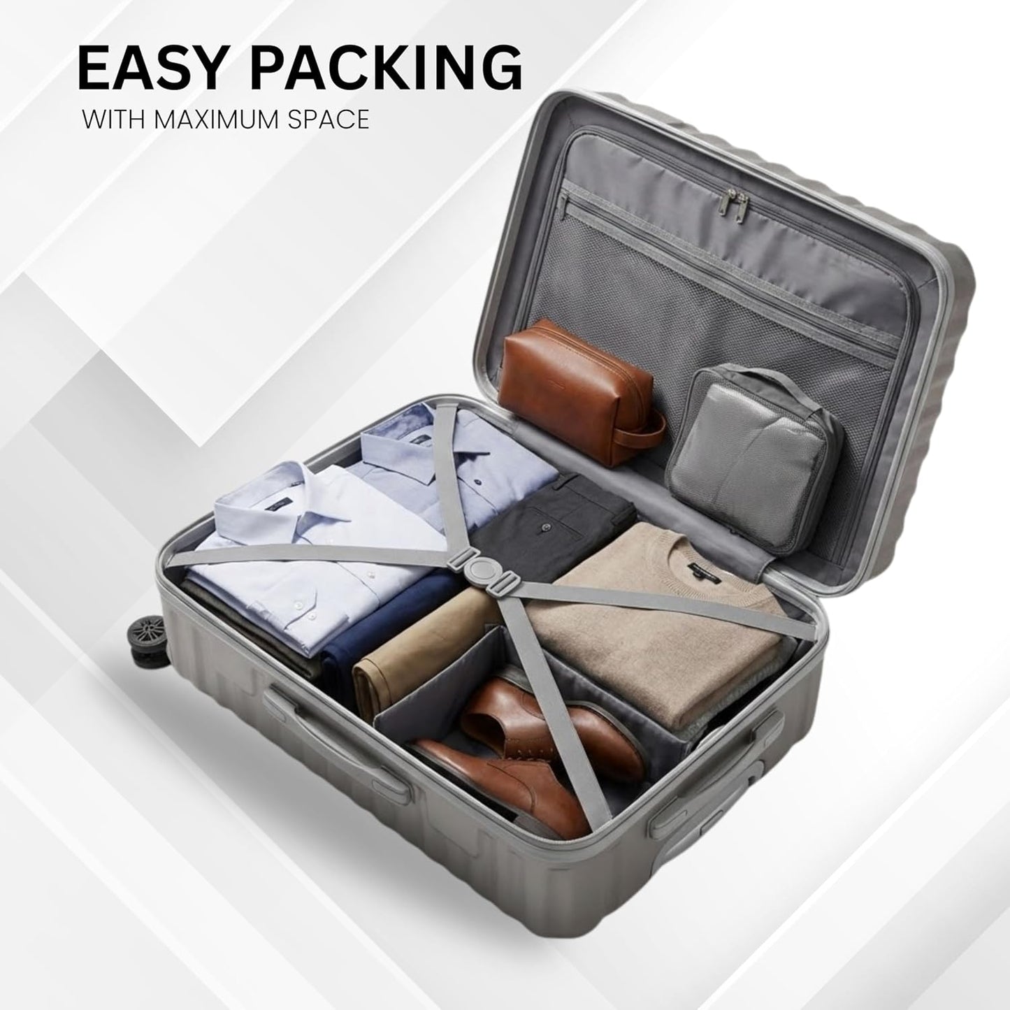 CONWAY 3 Piece Luggage Set | Cabin 55cm + Medium 65cm + Large 76cm Trolley Bags for Travel | ABS Hard Shell Suitcase | TSA Lock, Zippers & Silent 8 Wheels | (Grey, Set of 3)